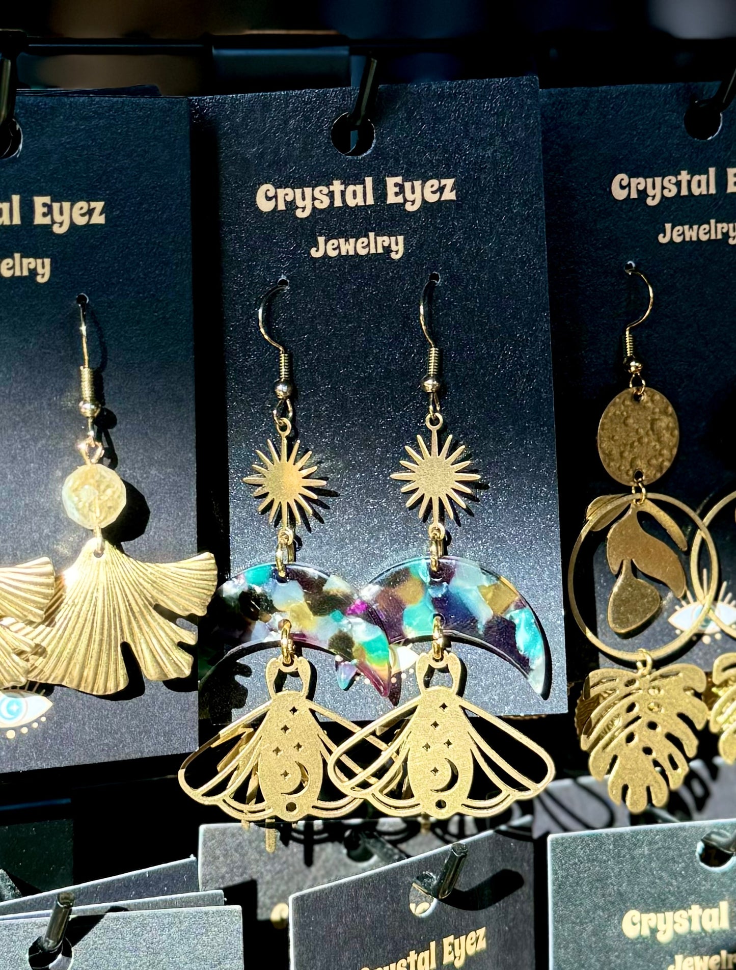 Colorful Moon Moth Earrings