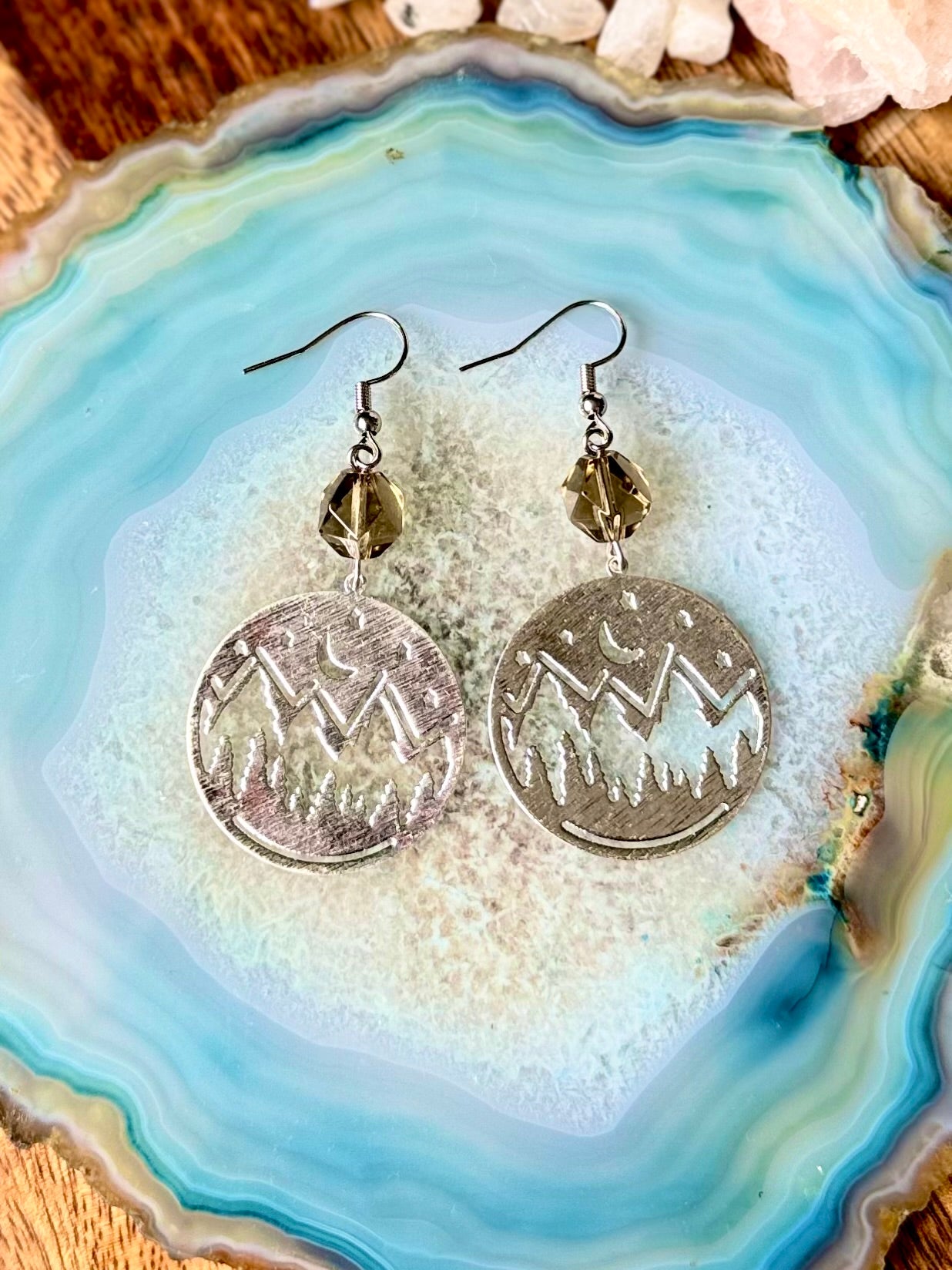 Mountain Scenery in Silver Earrings