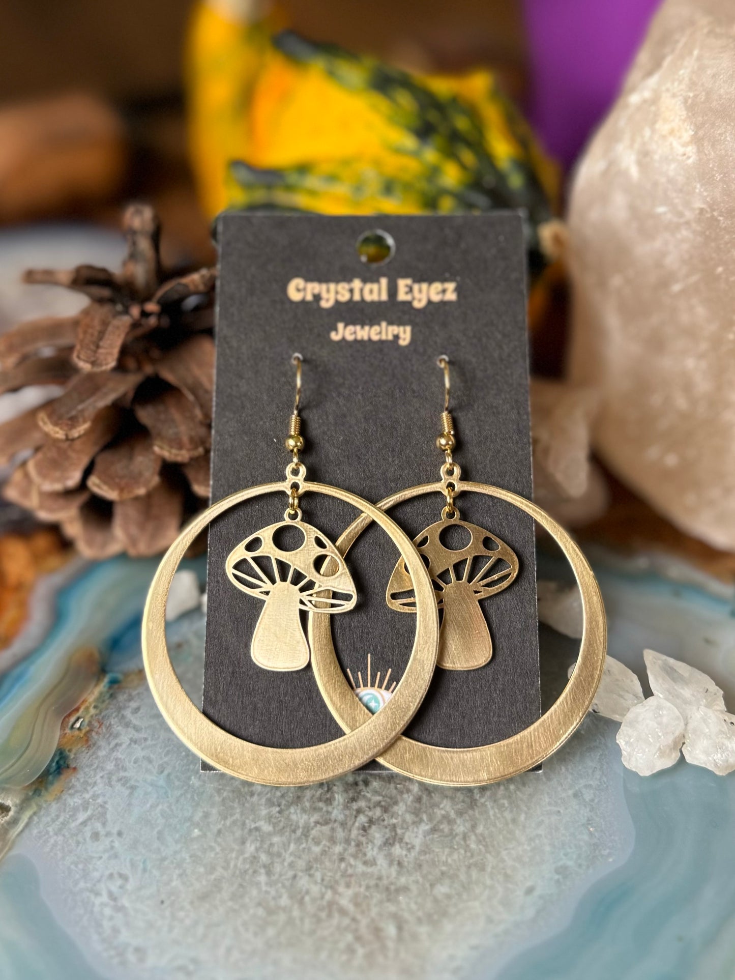 Mushroom Hoop Earrings