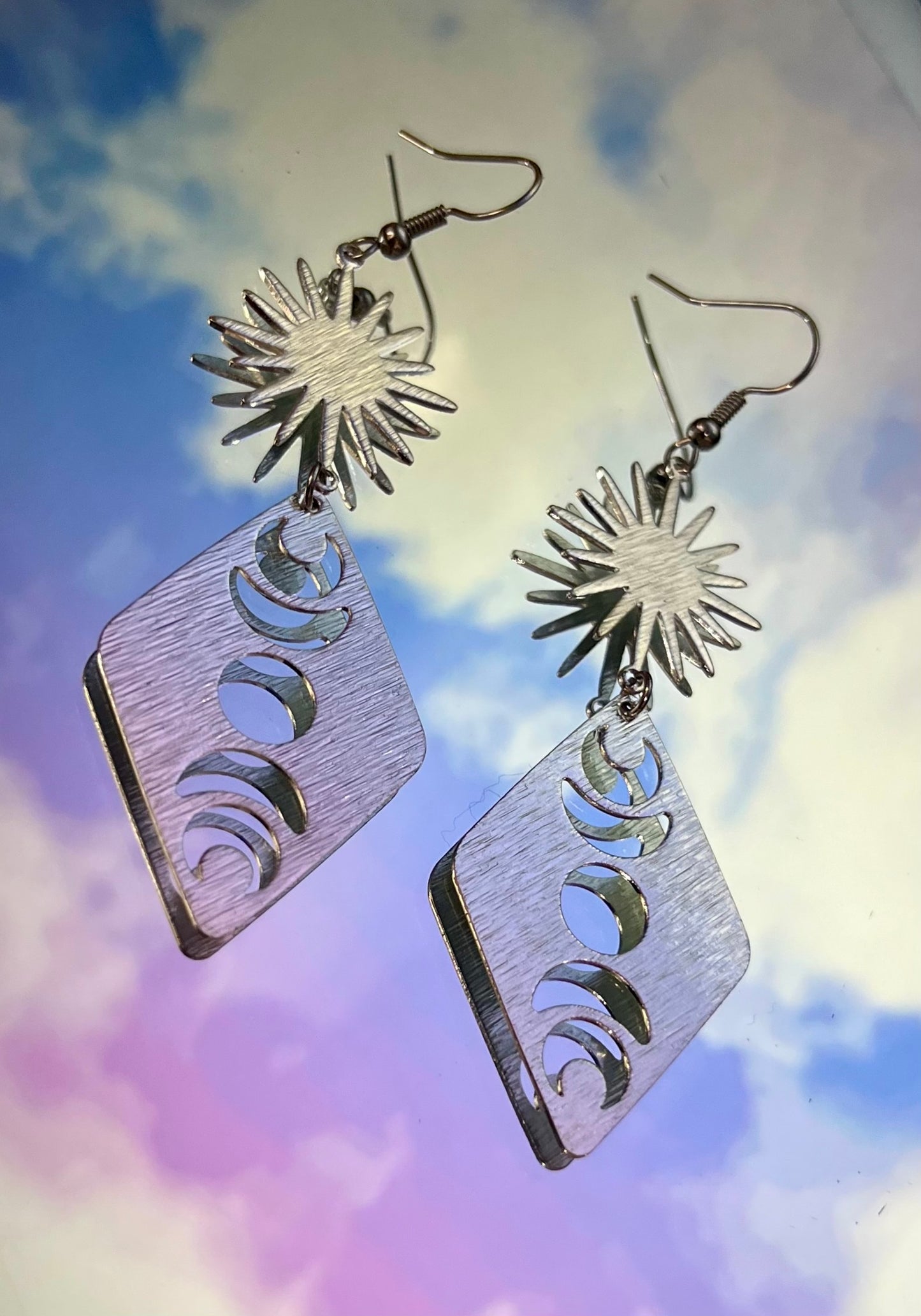 Silver Moon Phase Earrings