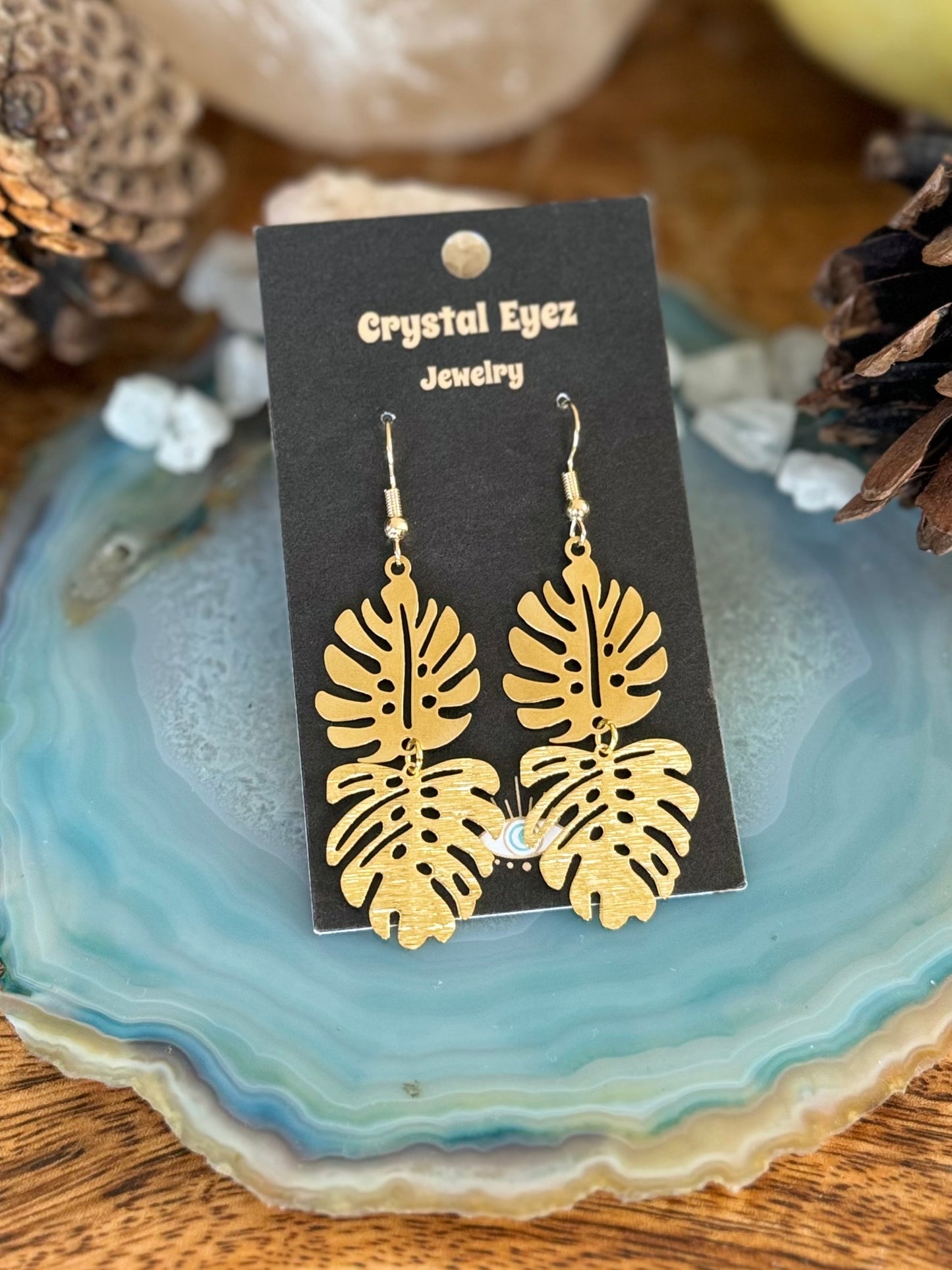 Double Monstera Leaves Earrings