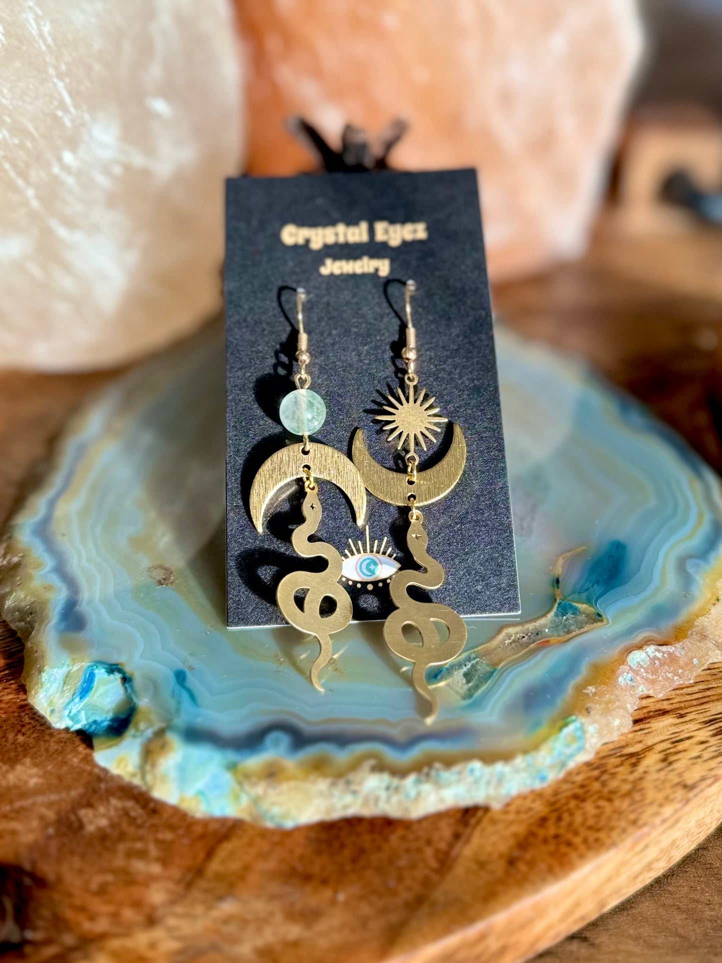 Asymmetrical Celestial Snake Earrings