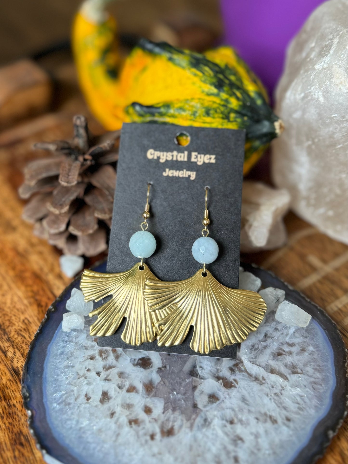 Ginkgo Leaf Statement Earrings