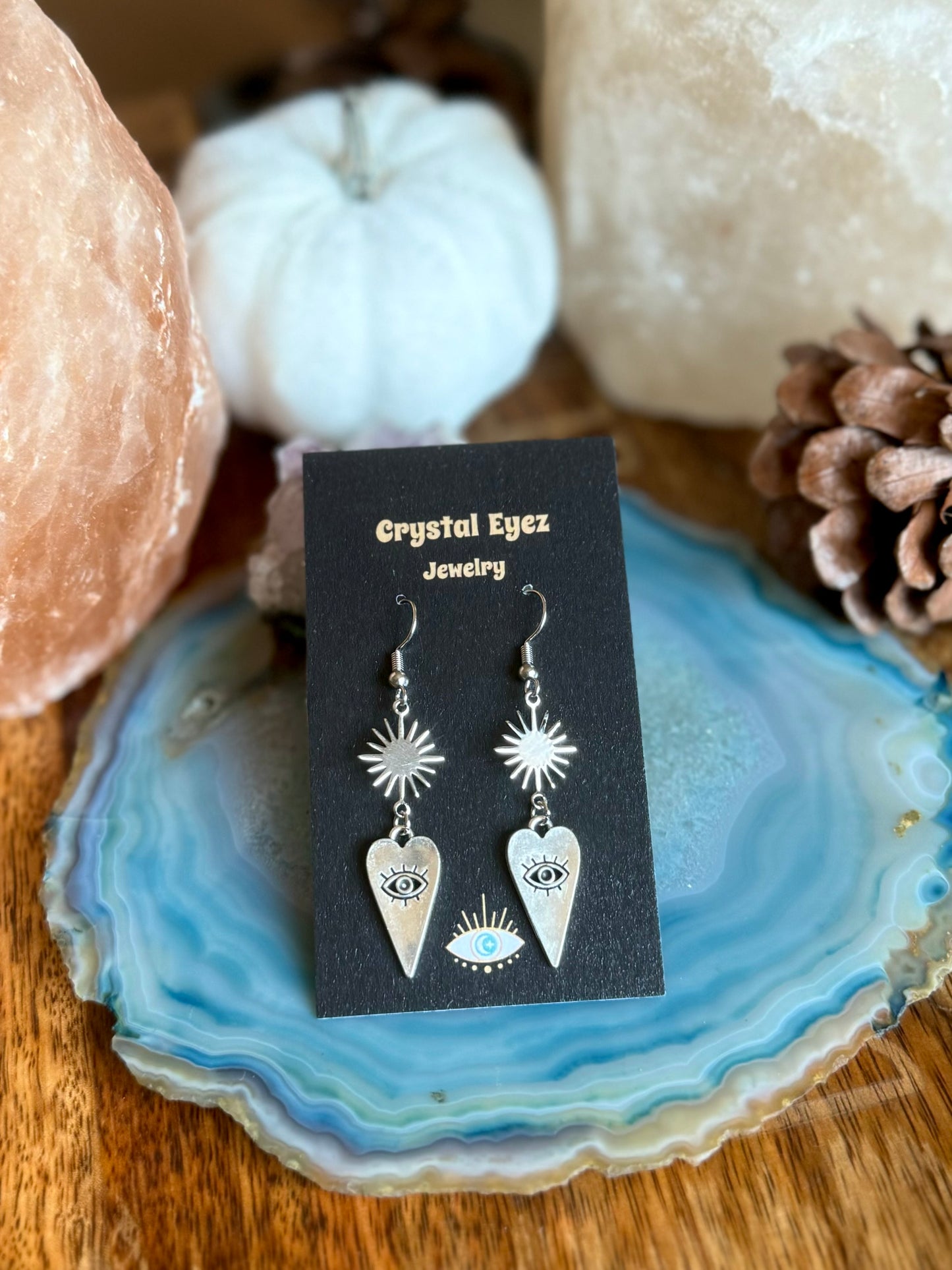 Heart Eyes Silver Earrings