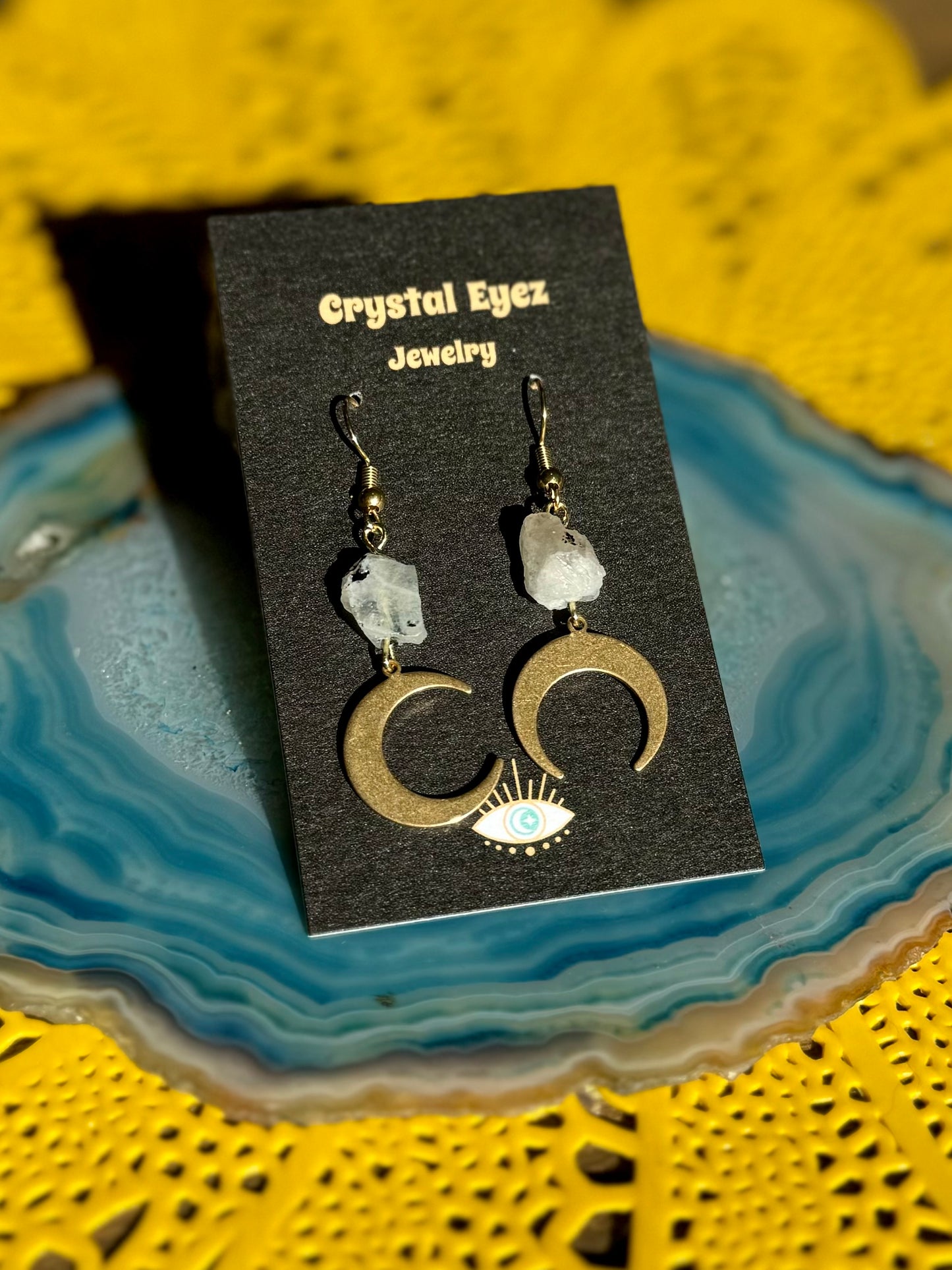 Moonstone Moon Earrings