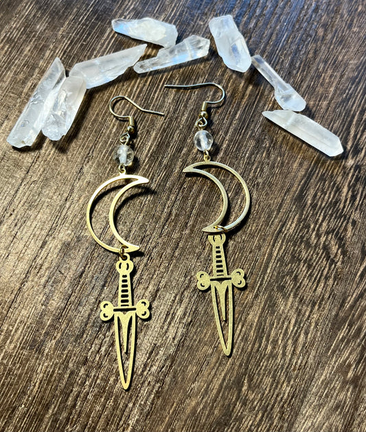 Moon of Crystal Swords Earrings