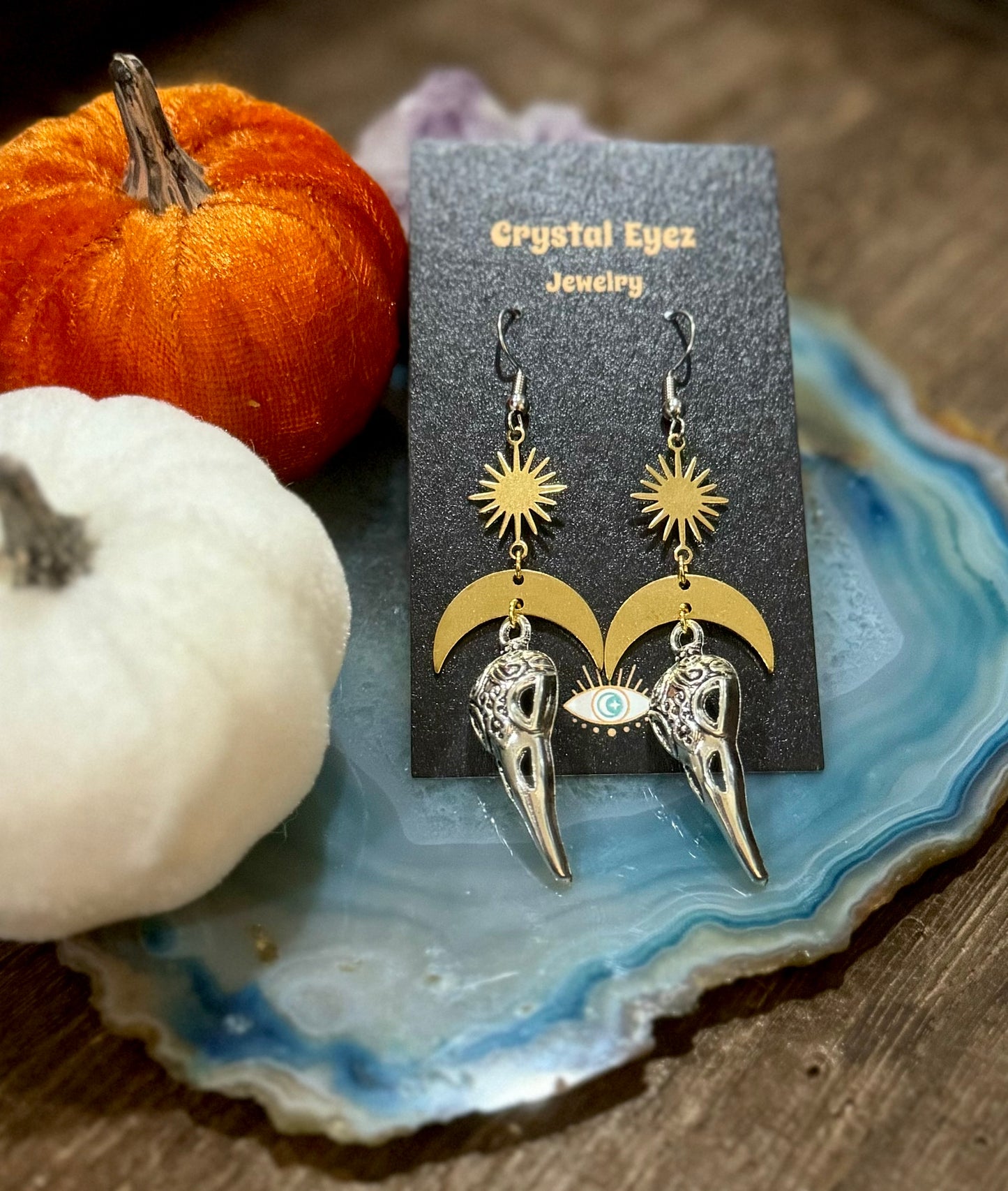 Bird Skull Mixed Metal Earrings