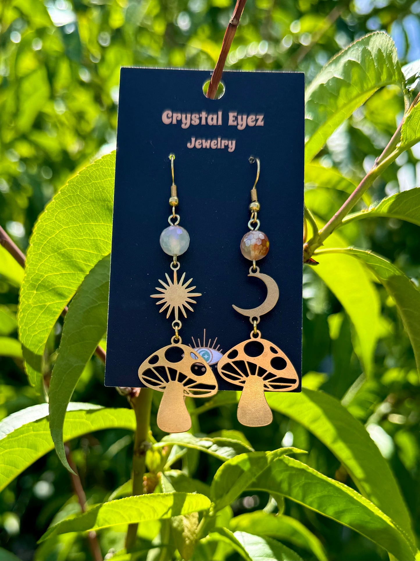 Mystic Quartz Mushroom Earrings