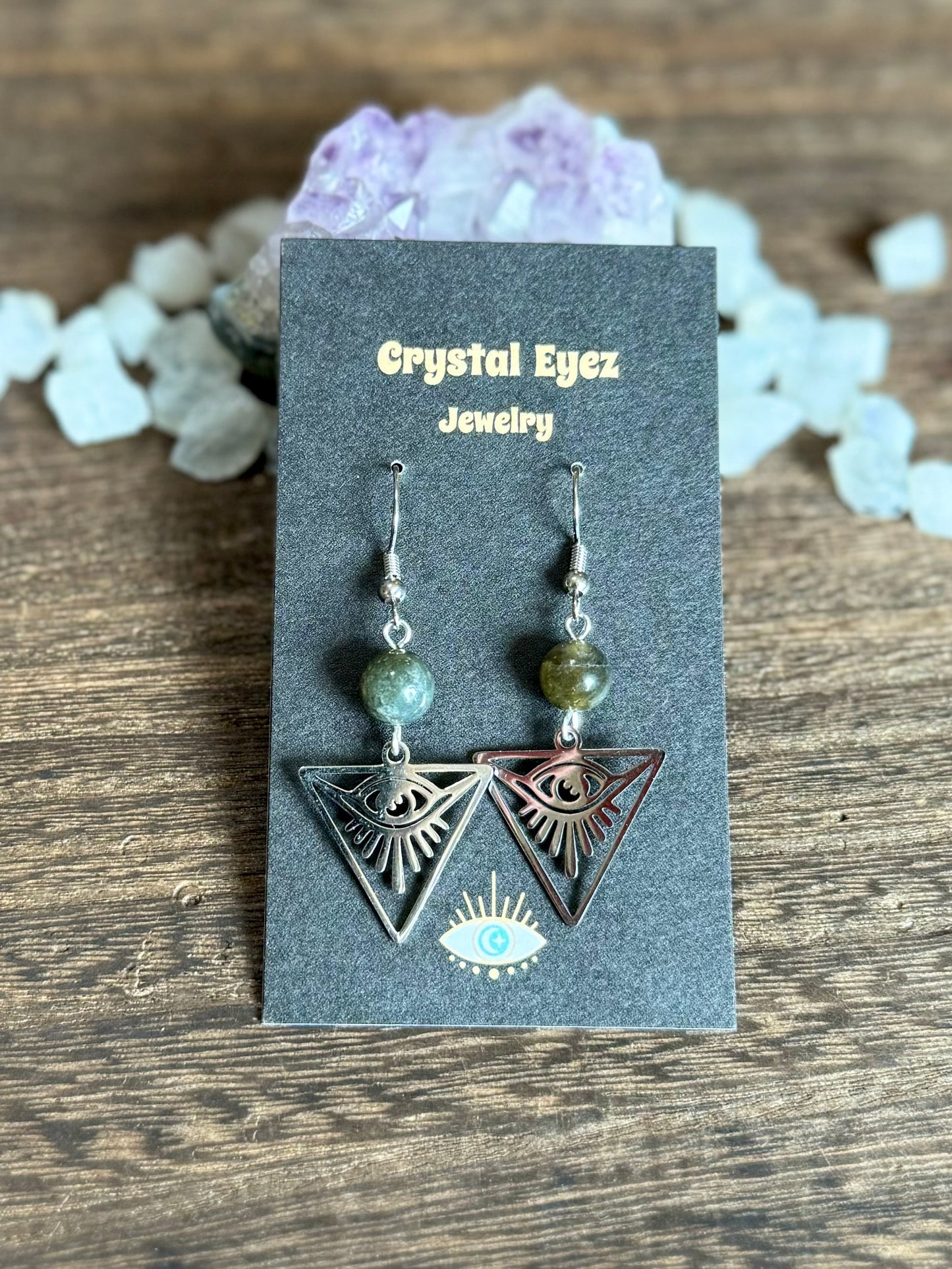 Labradorite Crystal Eye Earrings