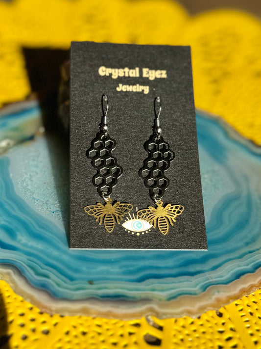 Mixed Metal Bumblebee Earrings