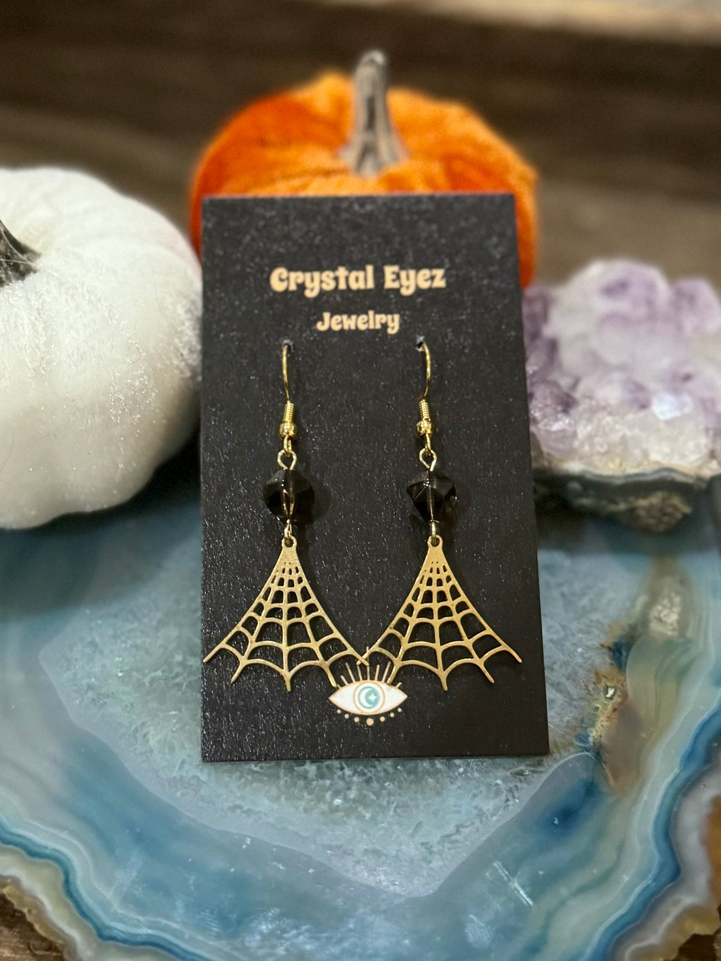 Spiderweb Crystal Earrings