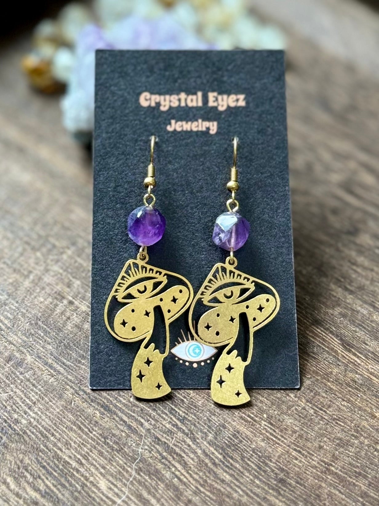 Amethyst Trippy Mushroom Earrings