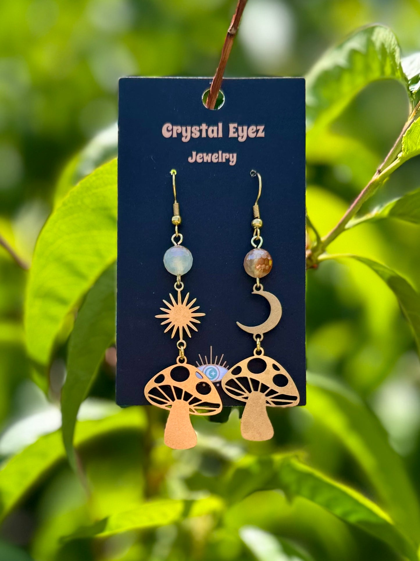 Mystic Quartz Mushroom Earrings