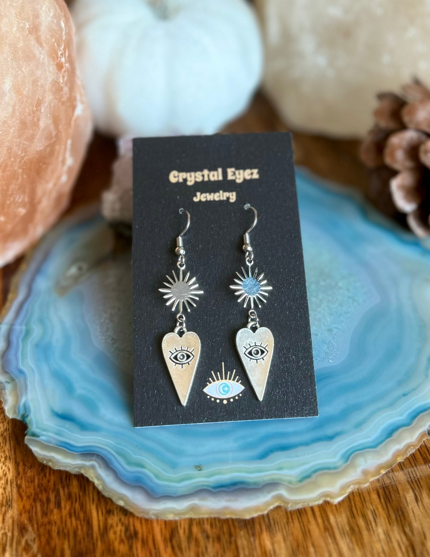 Heart Eyes Silver Earrings