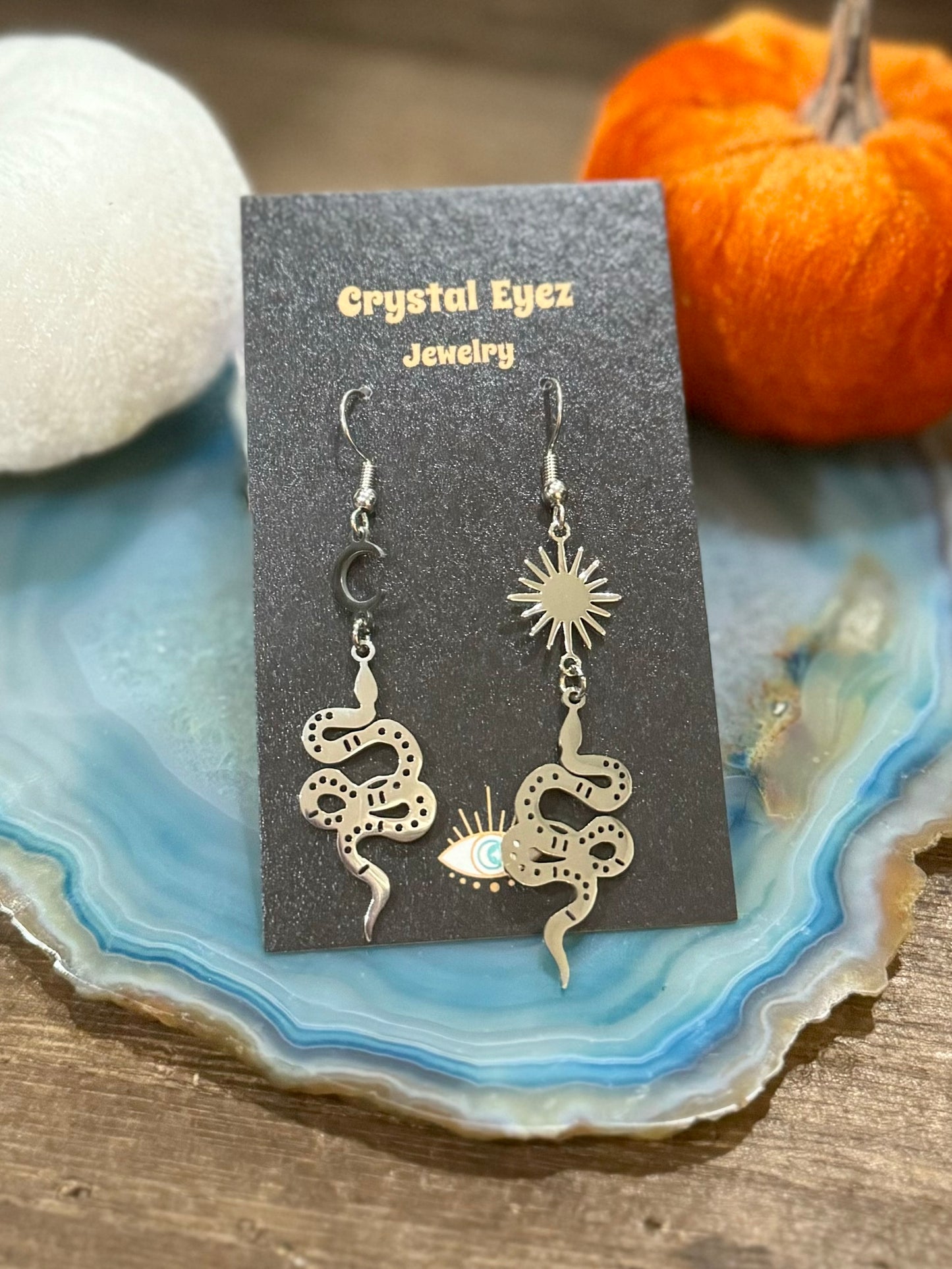 Silver Celestial Serpent Earrings