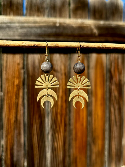 Obsidian Geometric Dangle Earrings