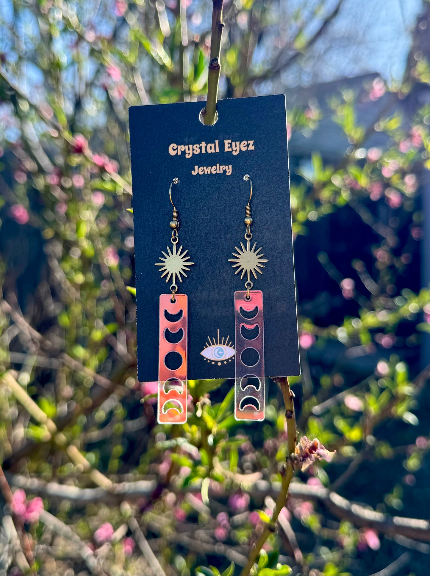 Holographic Moon Phase Bar Earrings