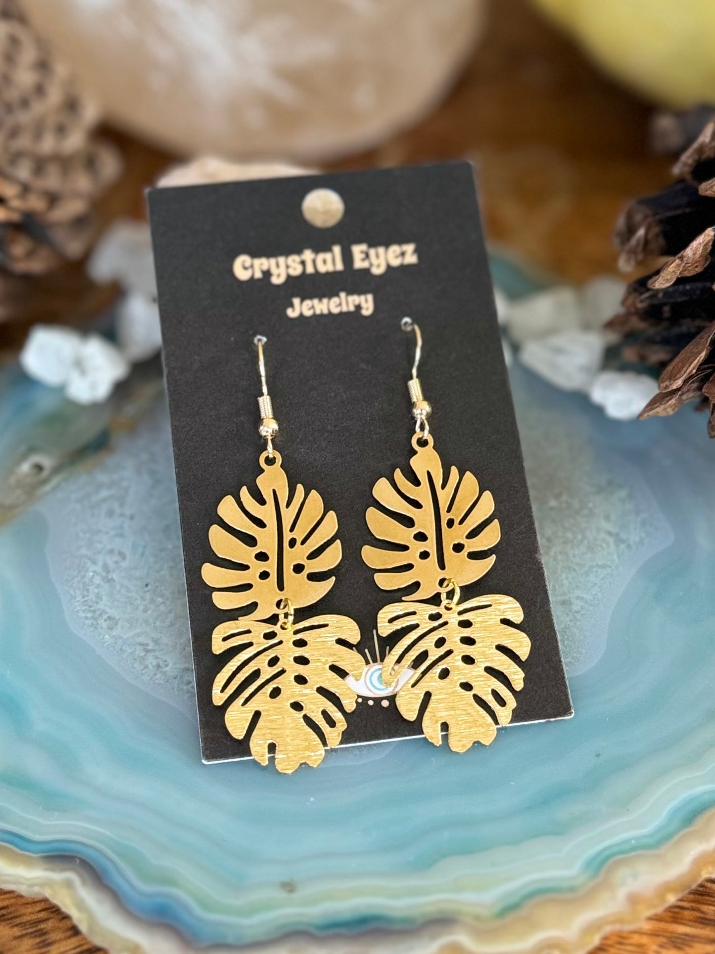 Double Monstera Leaves Earrings