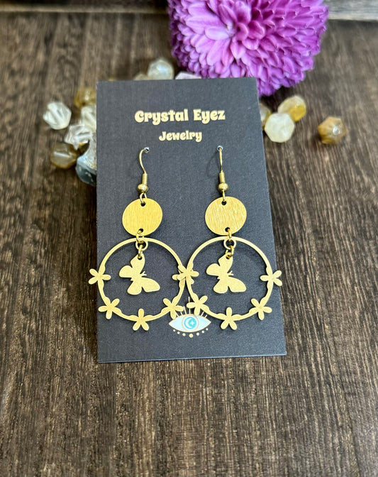 Butterfly Daisy Hoop Earrings