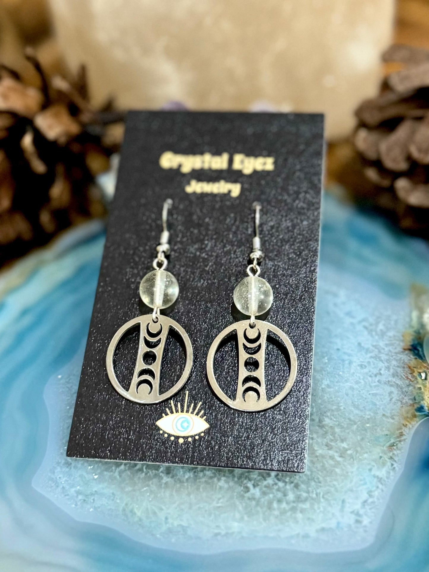 Silver Moon Phase Earrings