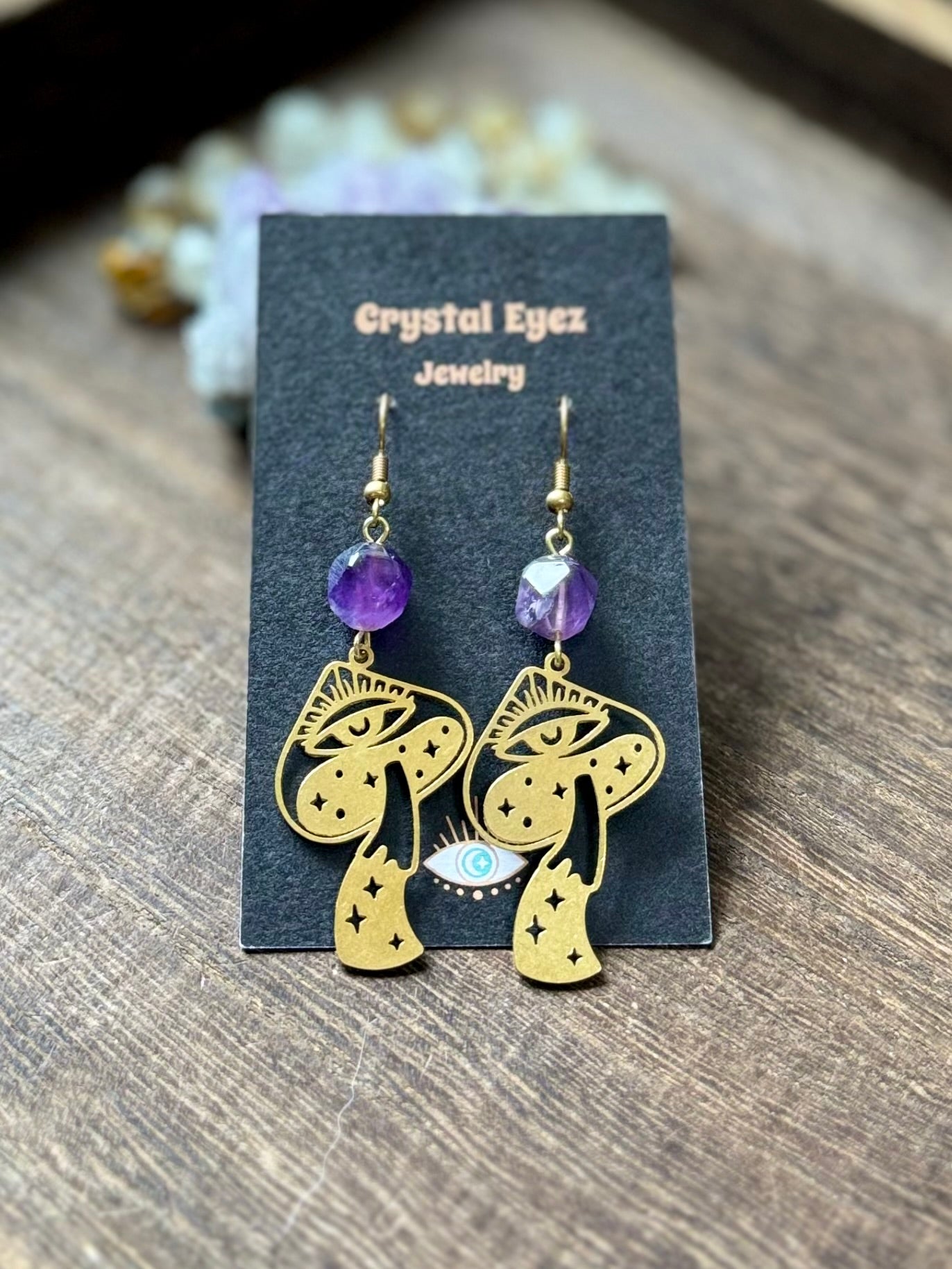 Amethyst Trippy Mushroom Earrings