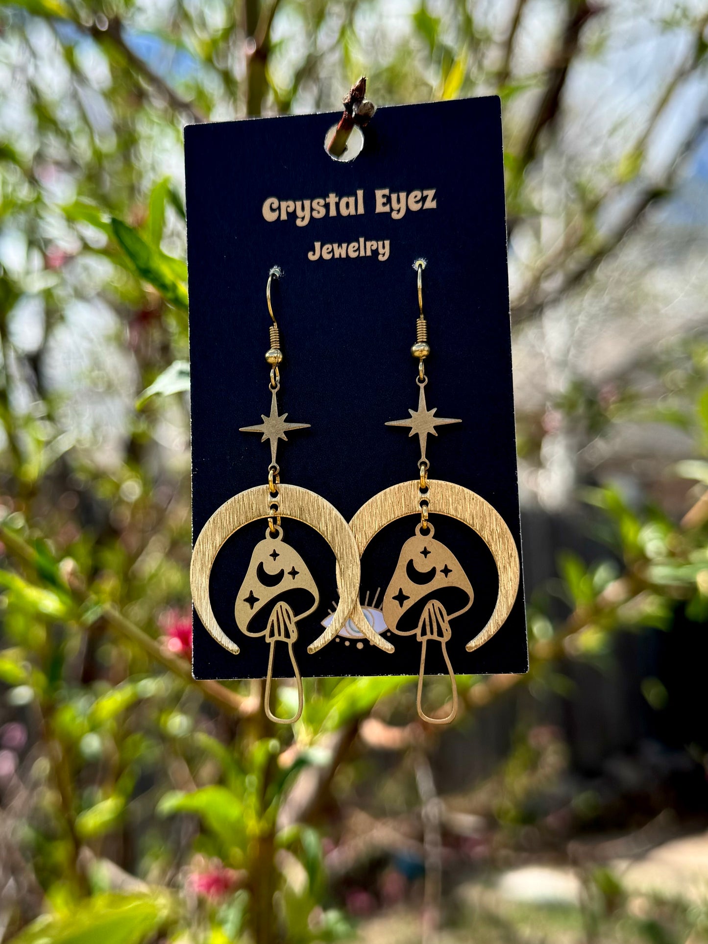 Magical Mushroom Moon Earrings