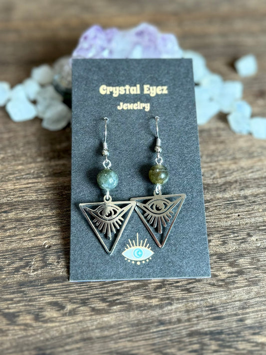 Labradorite Crystal Eye Earrings