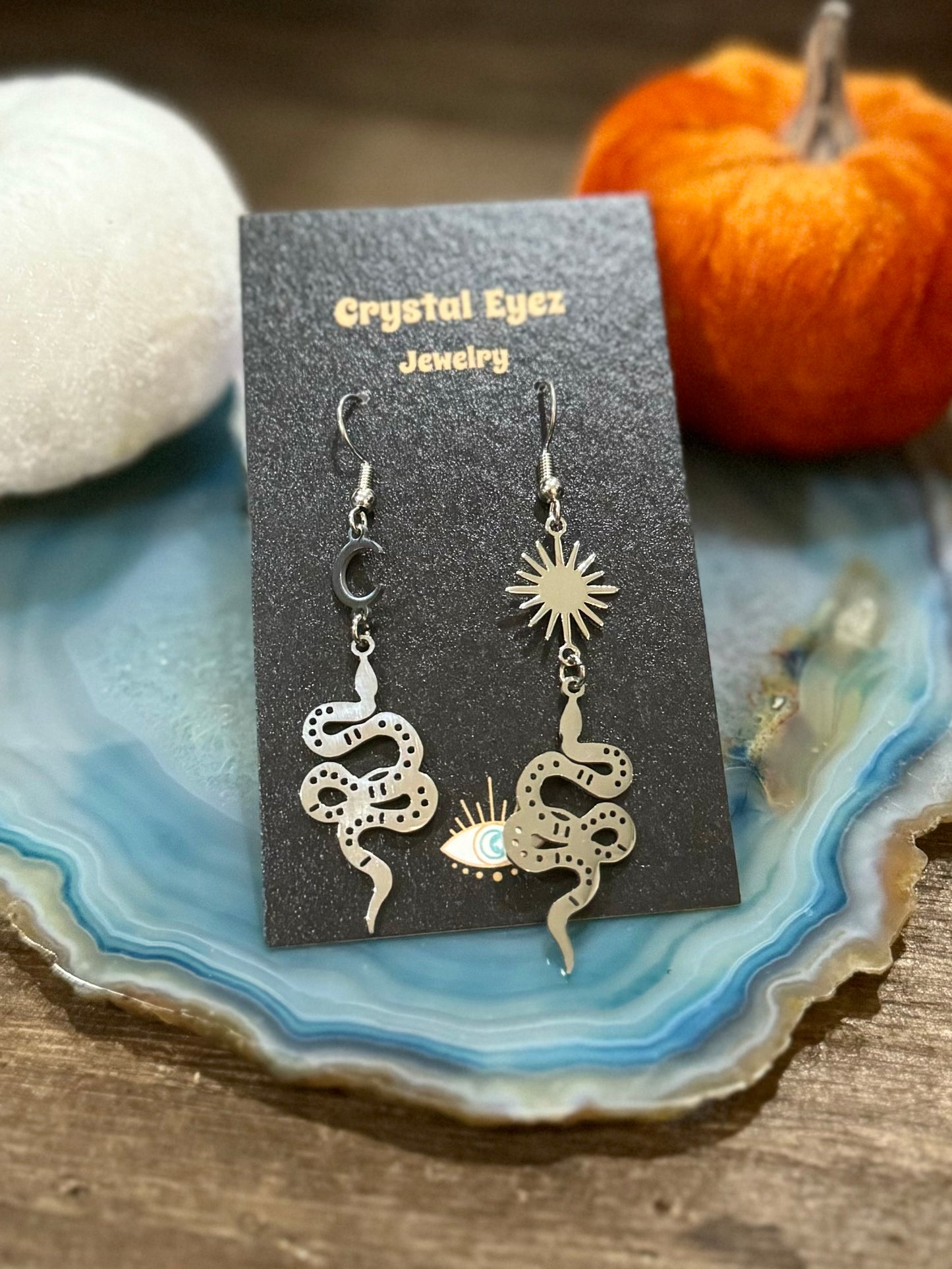 Silver Celestial Serpent Earrings