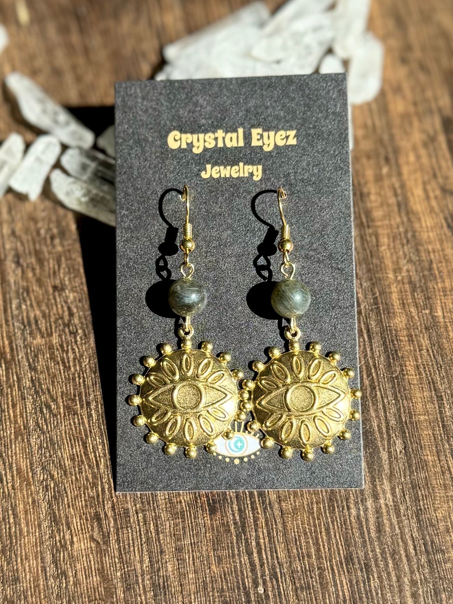 Labradorite Crystal Eye Earrings