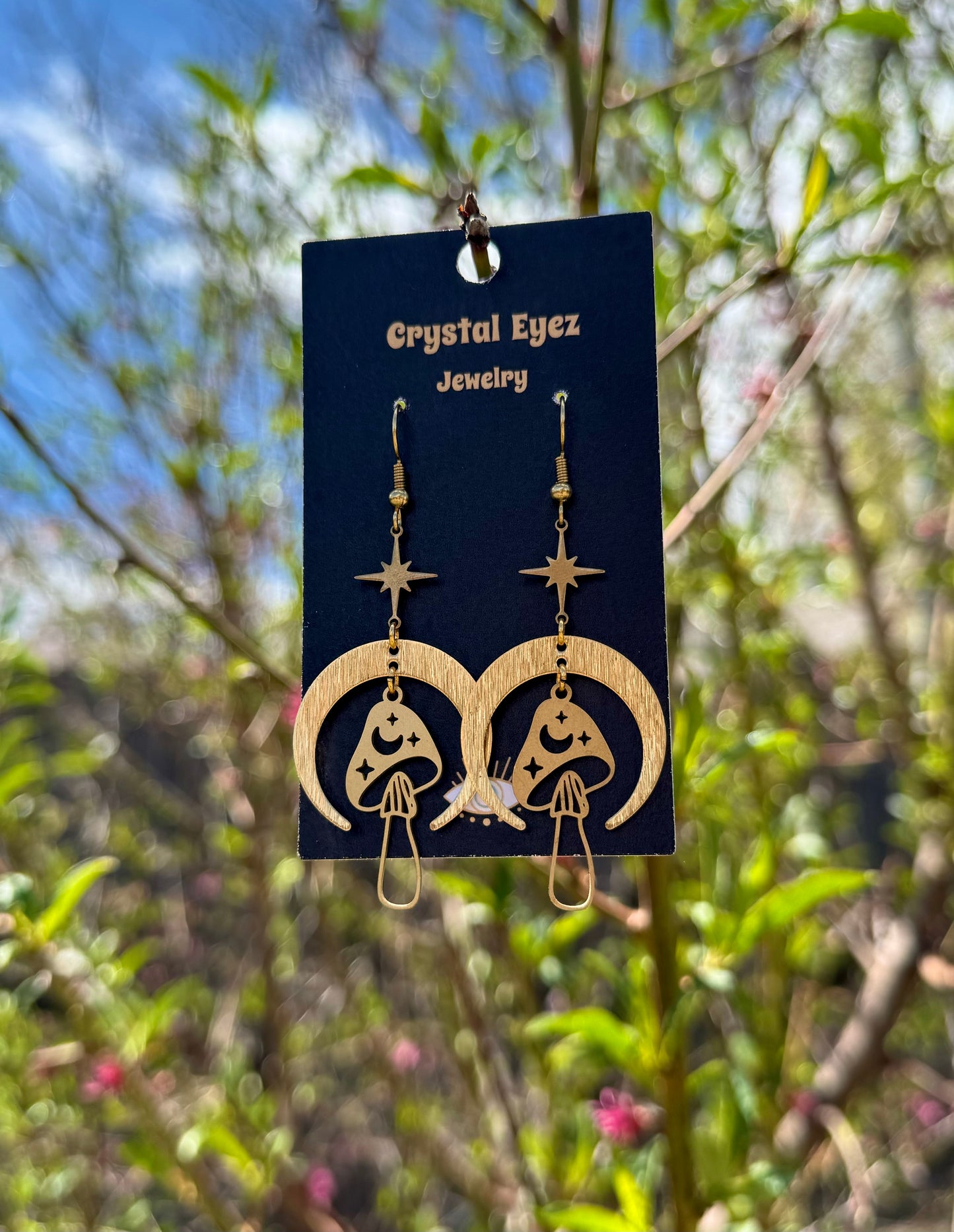 Magical Mushroom Moon Earrings