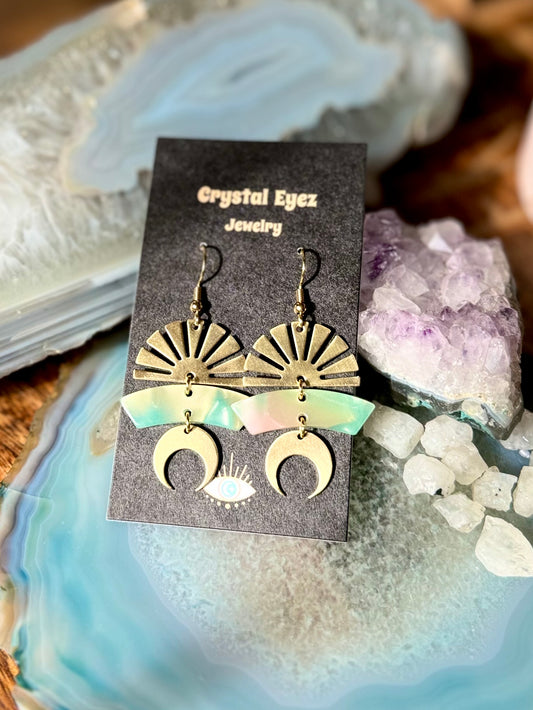 Iridescent Rainbow Geometric Earrings