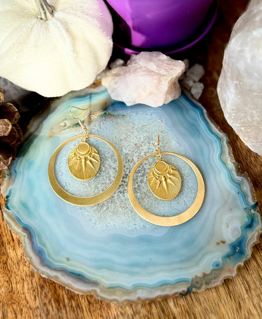 Brass Hoop Dangle Earrings