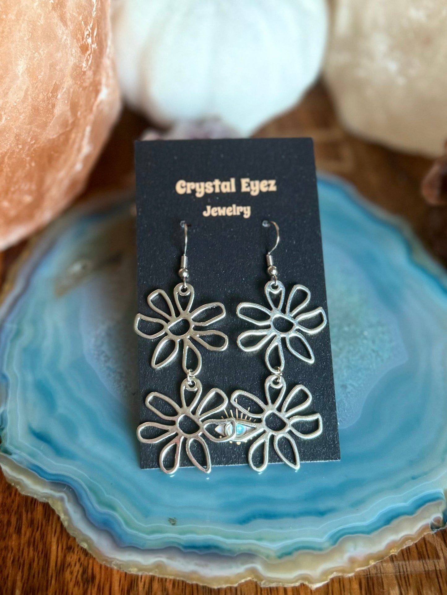 Silver Daisy Dangle Earrings