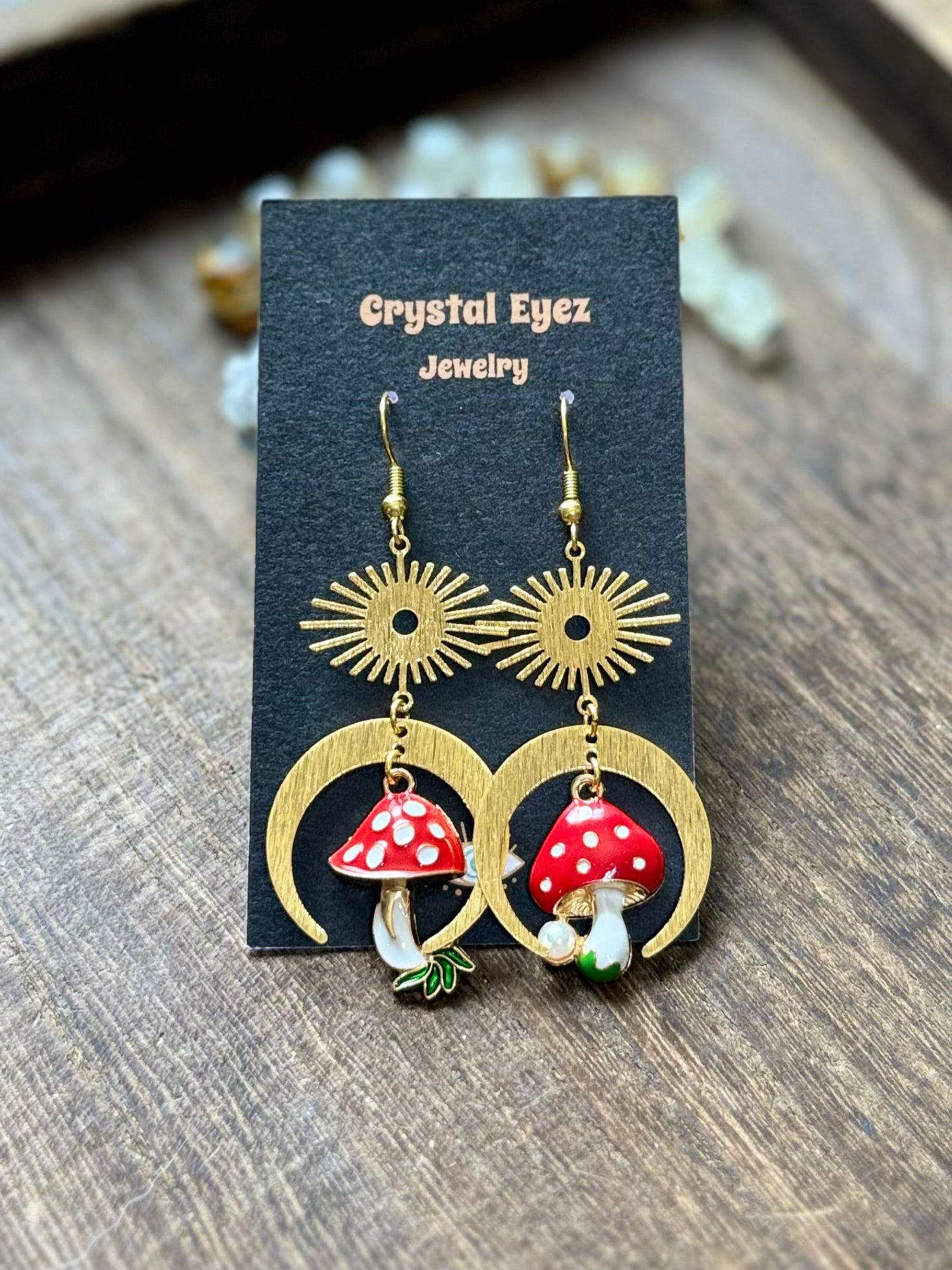 Mismatched Mushroom Moon Earrings