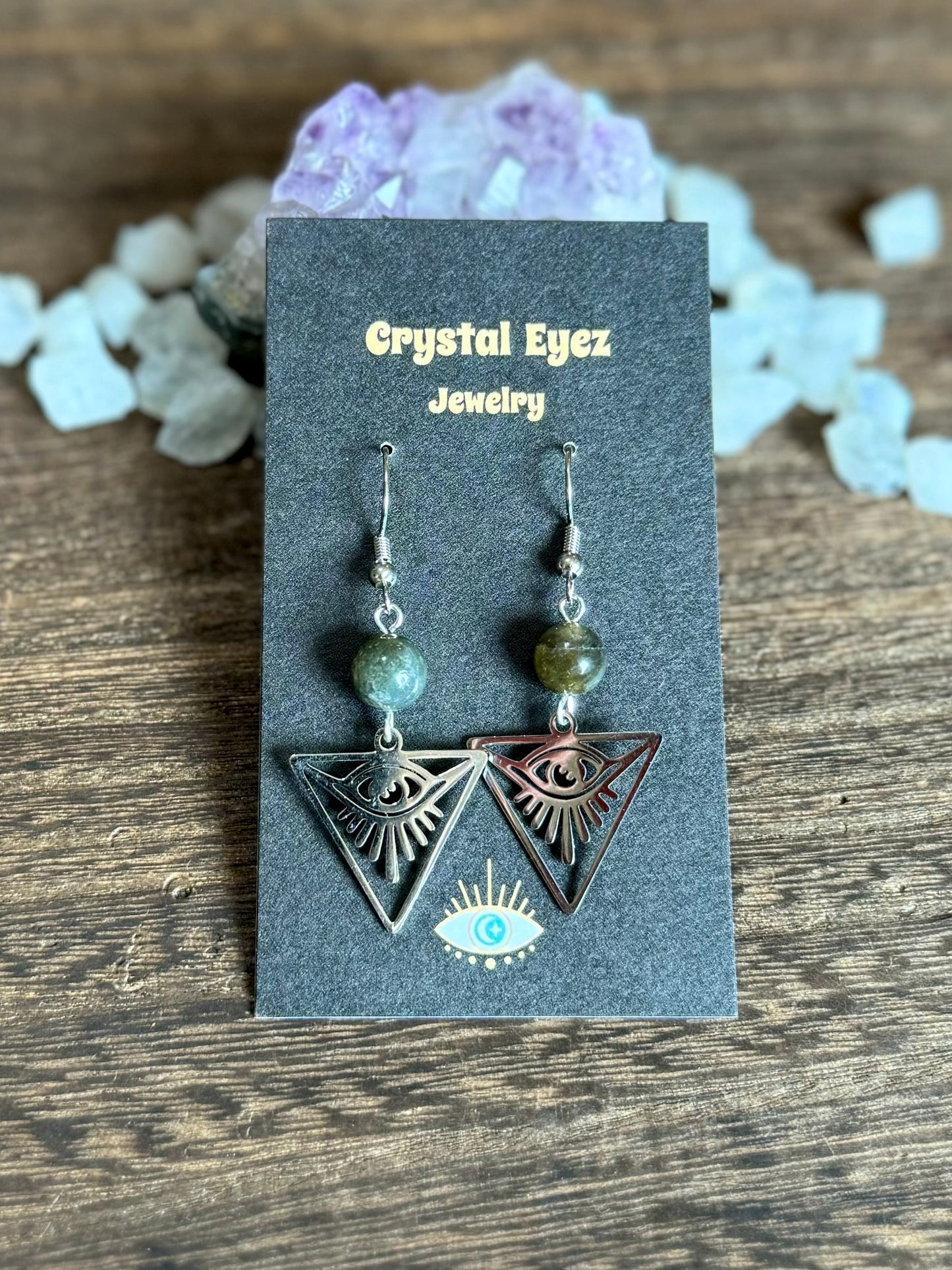 Labradorite Crystal Eye Earrings