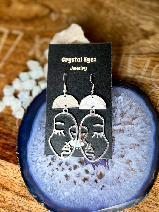 Faces in Silver Earrings