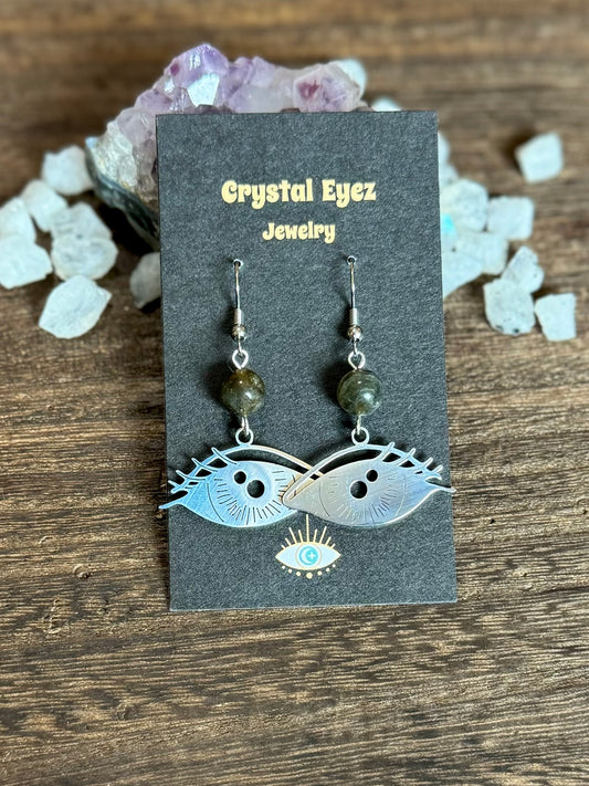 Realistic Eye Labradorite Earrings