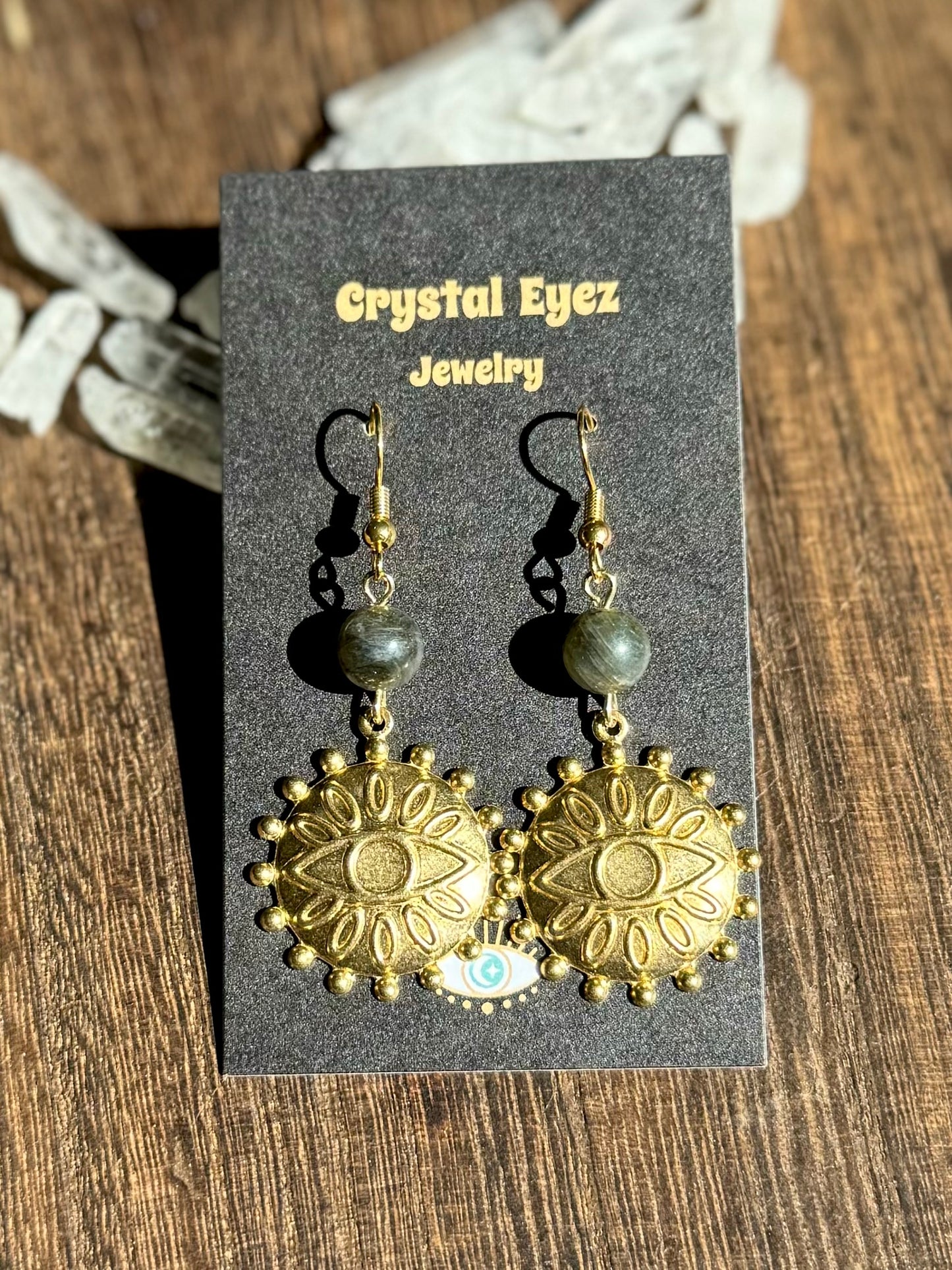 Labradorite Crystal Eye Earrings