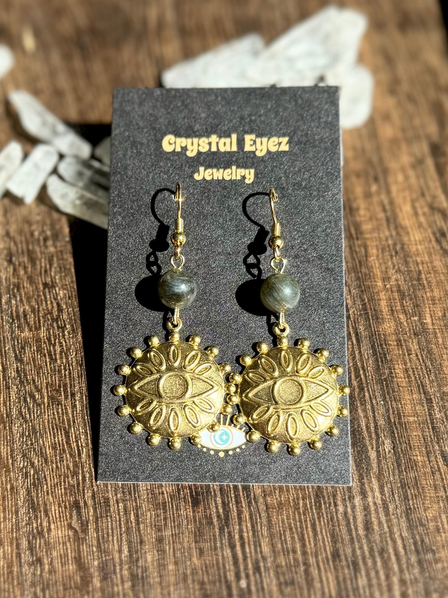 Labradorite Crystal Eye Earrings