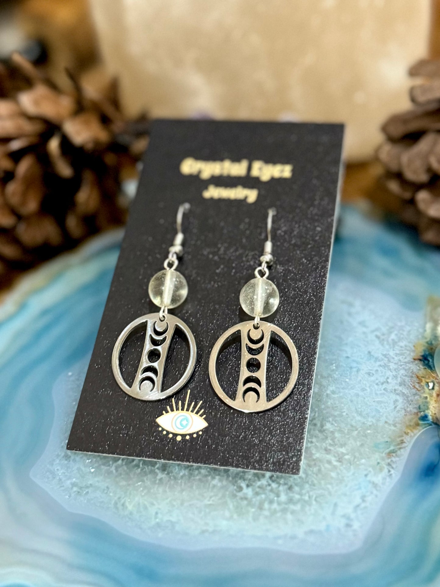 Silver Moon Phase Earrings