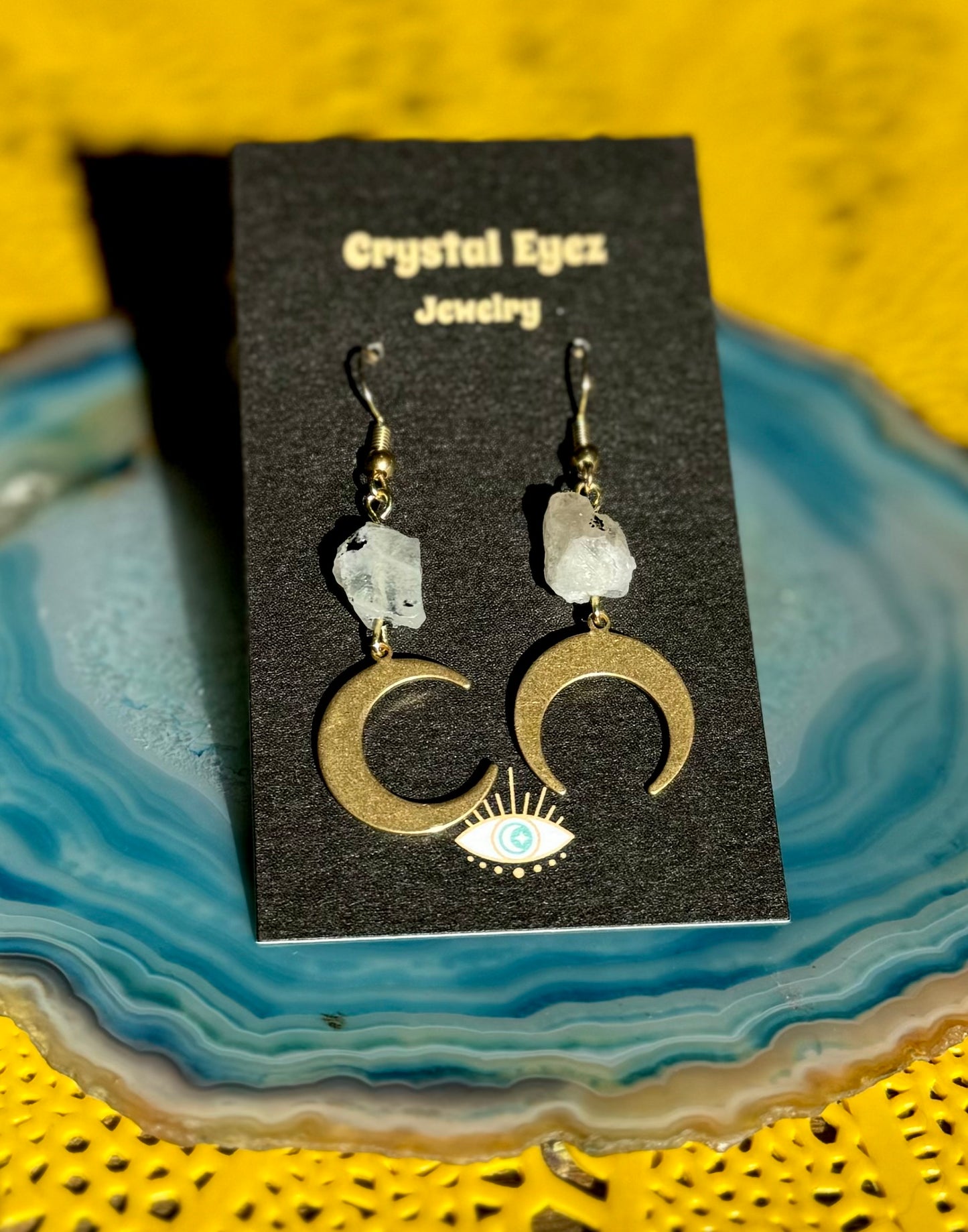 Moonstone Moon Earrings