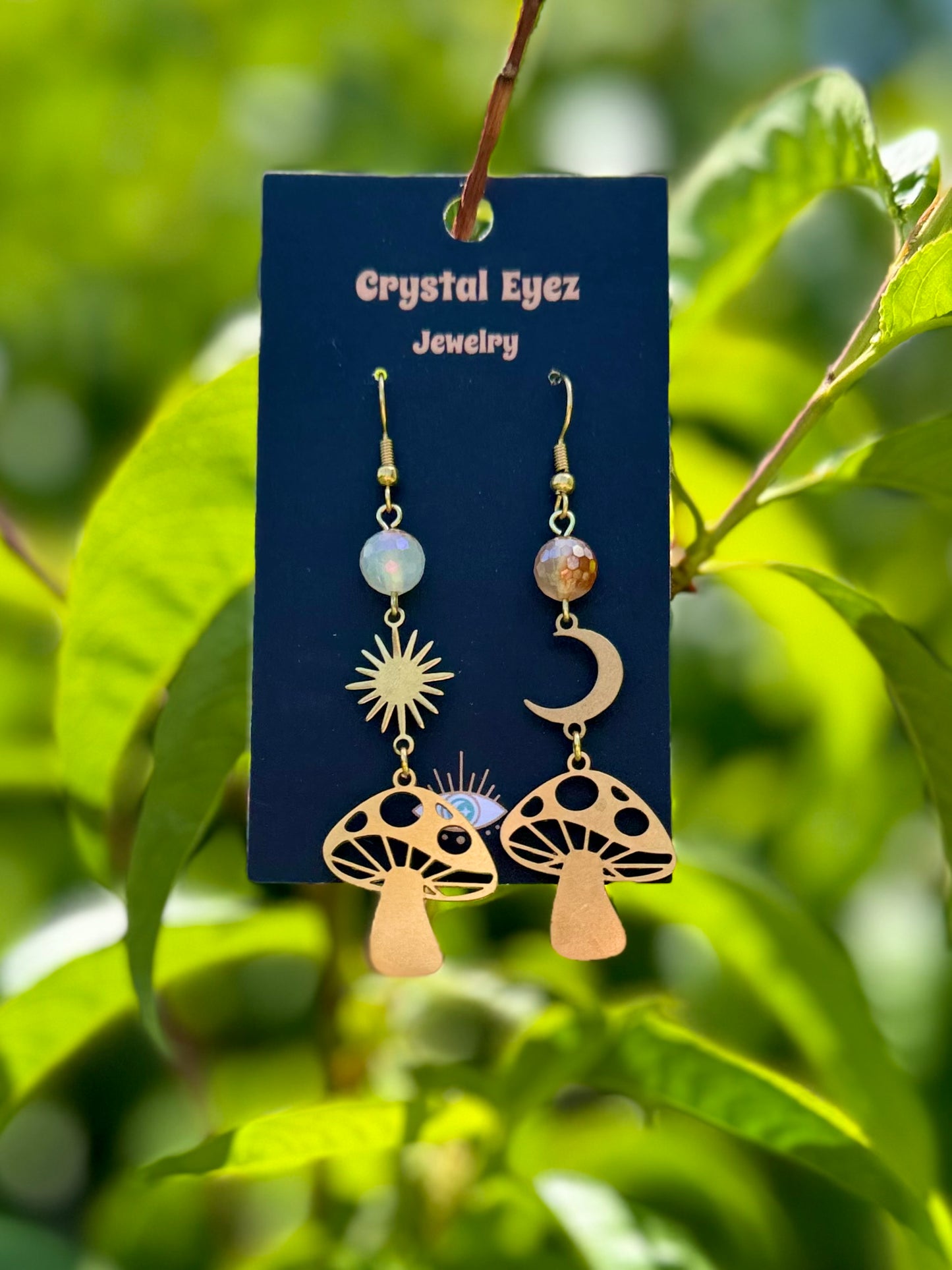 Mystic Quartz Mushroom Earrings