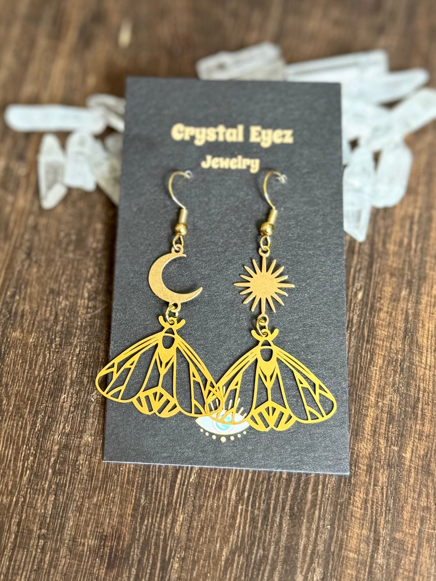 Moon & Sun Moth Earrings