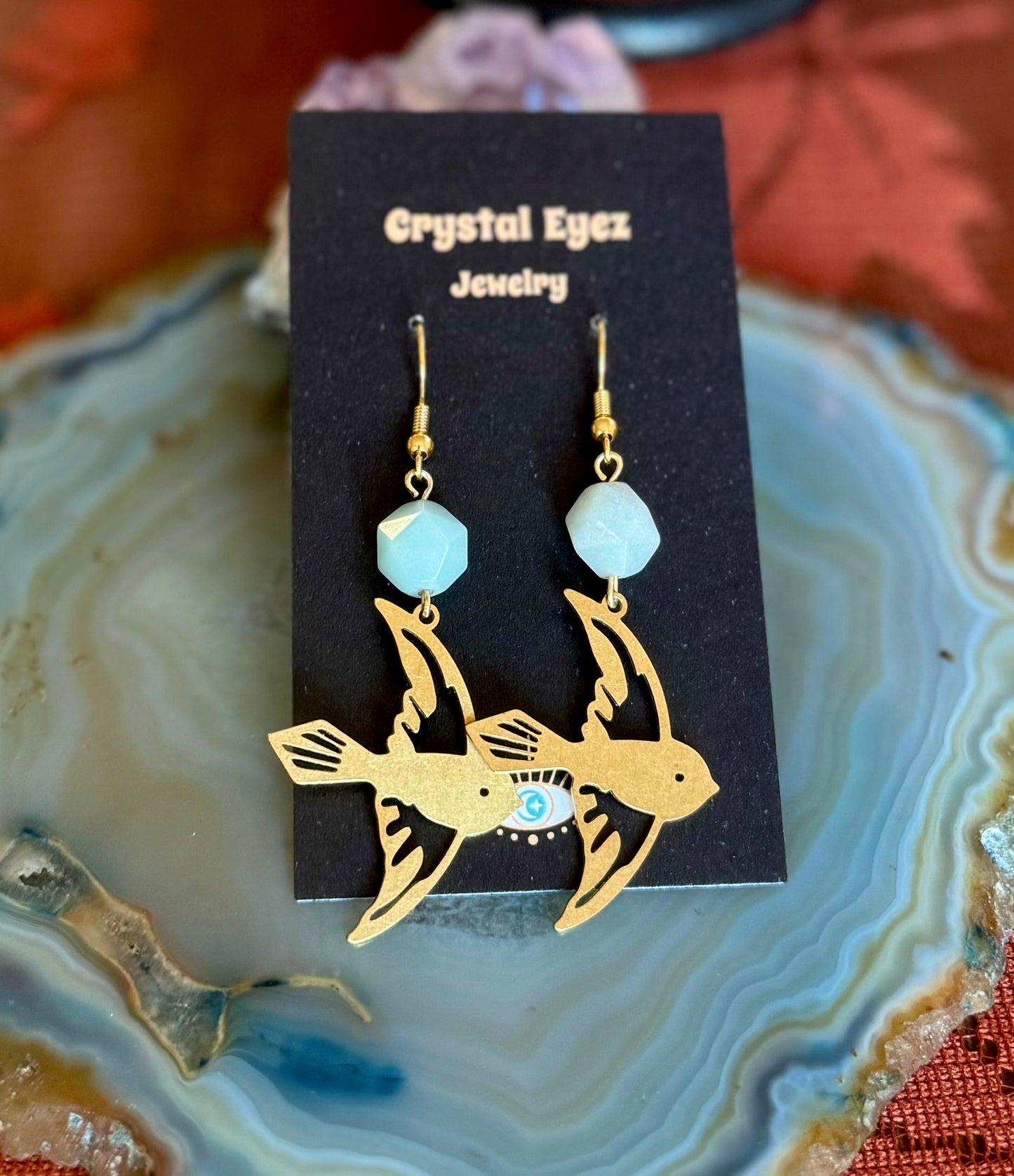 Blue Bird Sparrow Earrings