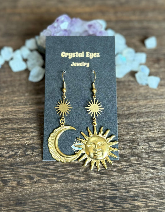 Mismatched Moon & Sun Earrings