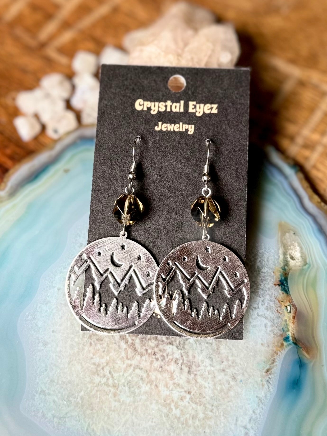 Mountain Scenery in Silver Earrings