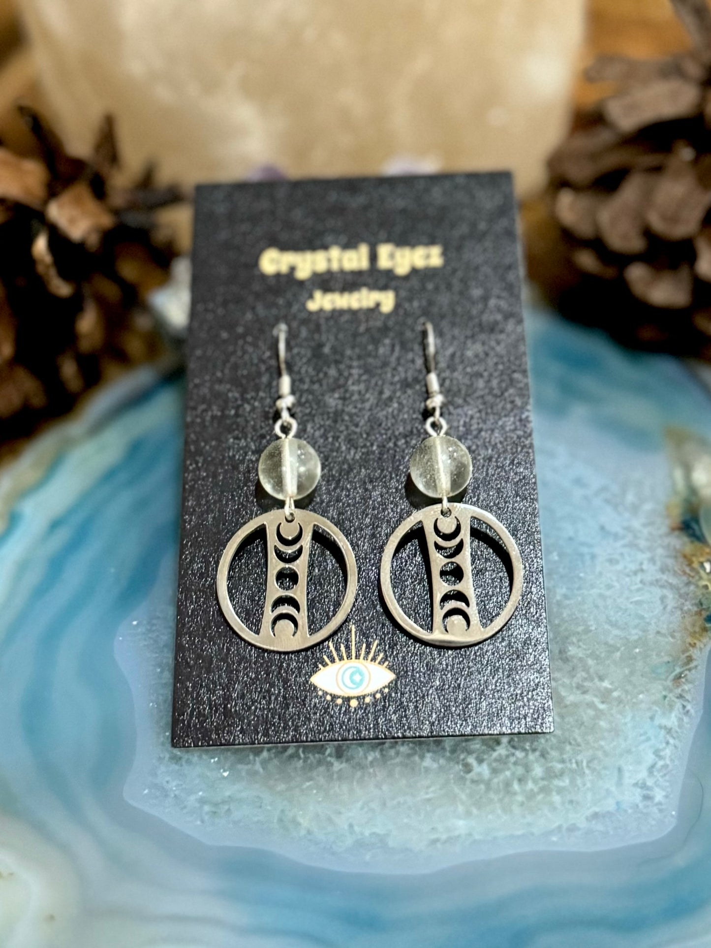 Silver Moon Phase Earrings