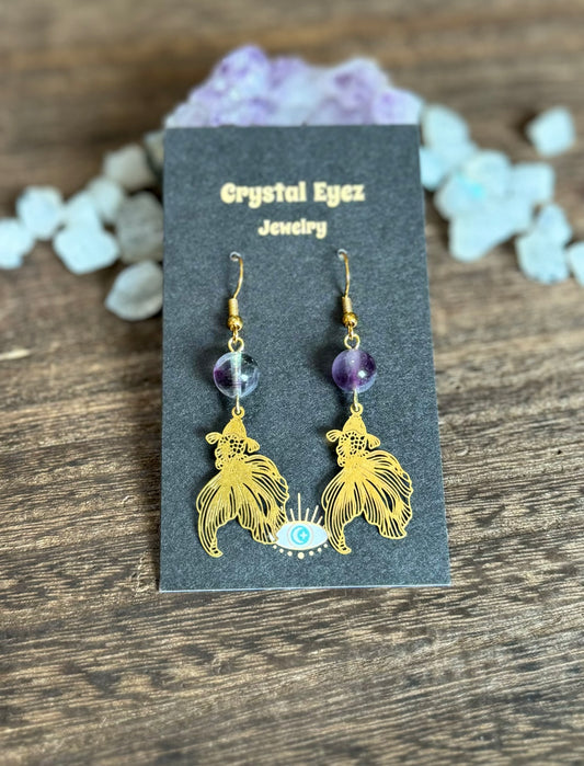 Fluorite Koi Fish Earrings