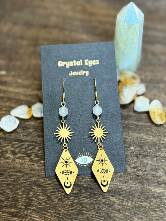 Celestial Eye Triangle Earrings