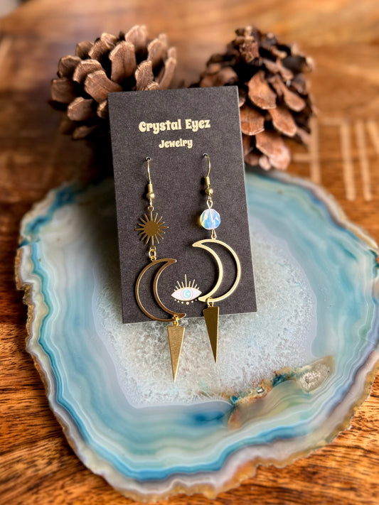 Opalite Crescent Moon Earrings